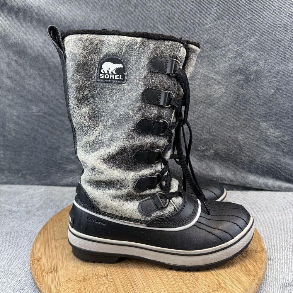 Sorel Boots Womens Size 6 Gray Suede Faux Fur Waterproof Winter LL3200-010